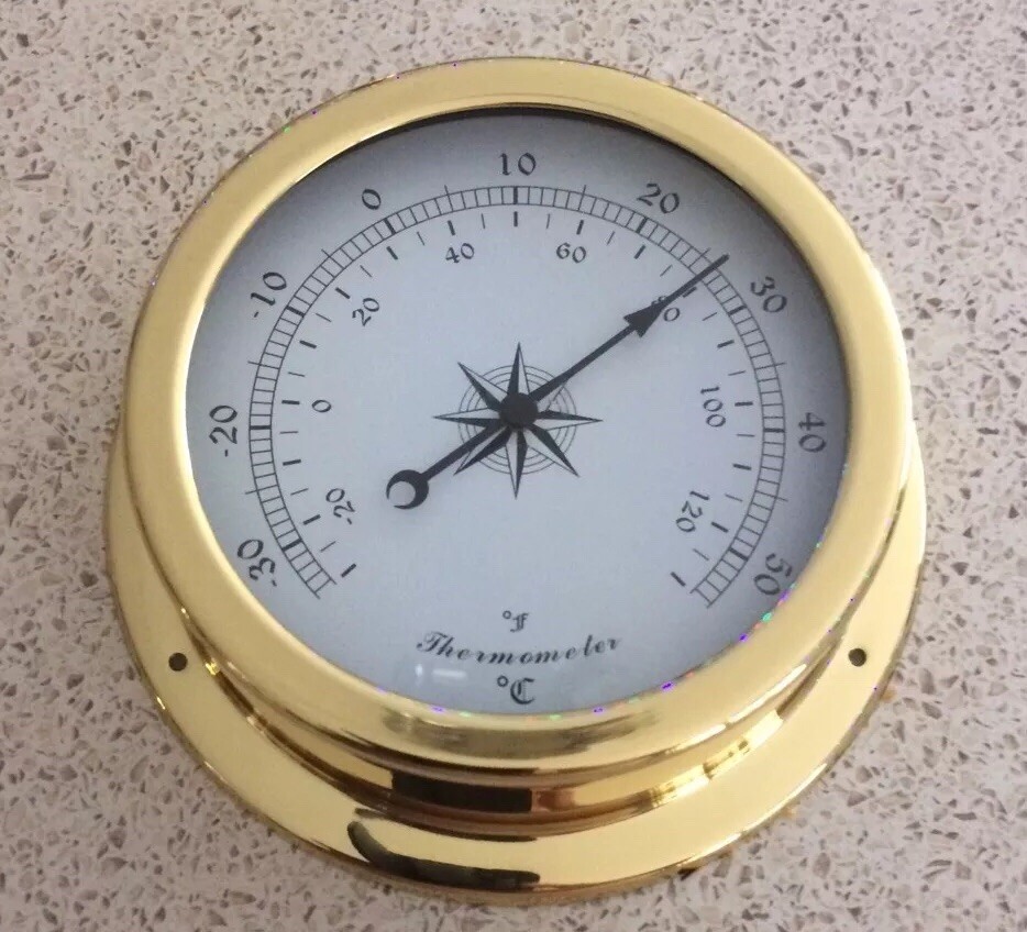 4 pc145mm Brass Barometer /Thermometer/ Hygrometer /Clock eBay