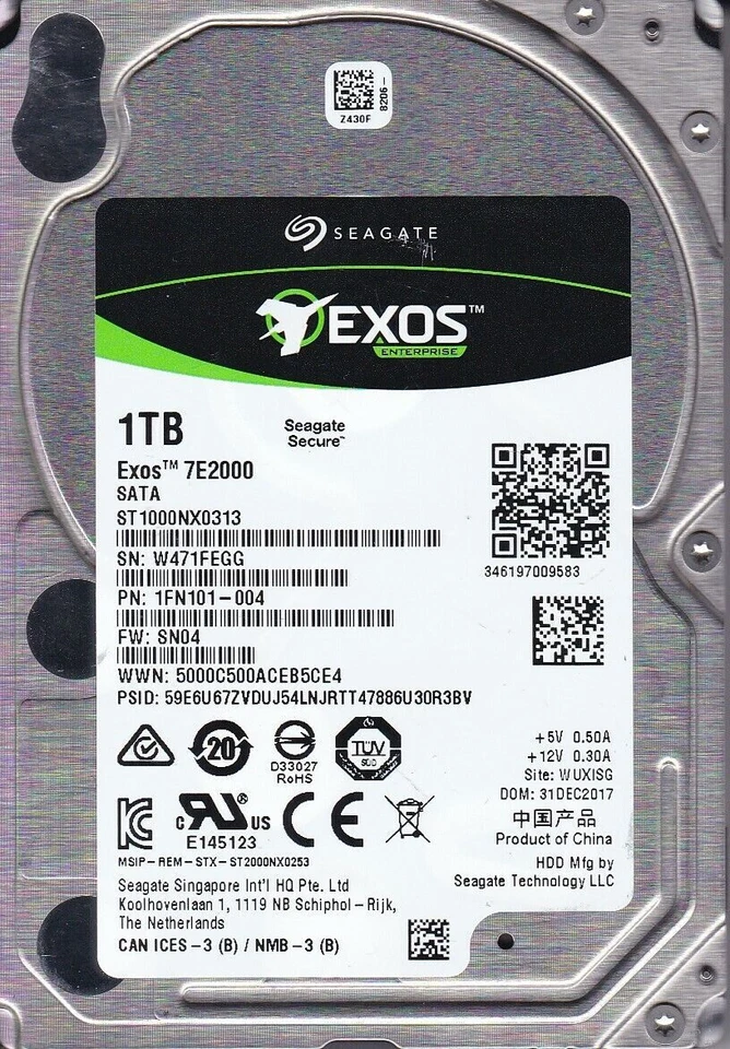 For Seagate ST1000NX0313 1TB Enterprise 7200RPM 128MB 6Gb 2.5'' SATA Hard Drive - Image 2 of 3