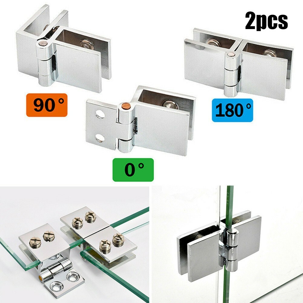 2 X Bathroom Shower Glass Door Hinges Cabinet Cupboard Hardware Clamp ...