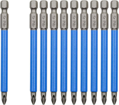 10Pcs Magnetic PH2 Phillips Bits Set 3.5 Inch Long anti Slip #2 Bit (PH2 X 90MM)