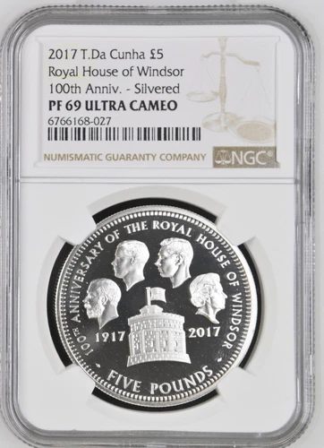 NGC PF69 UC-Tristan Da Cunha 2017 Royal House of Windsor £5 Almost Perfect PF