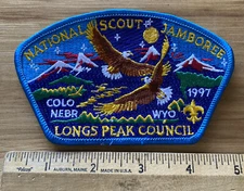 1997 National Boy Scout Jamboree patch Longs Peak Council WY NE CO 5” Wide NOS