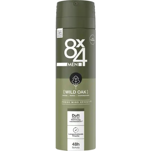 Мужской дезодорант-спрей 8x4 WILD OAK с 0%-ной защитой от алюминия на 48 часов - ПО США