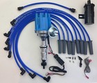 FORD FE 390 427 428 BLUE SMALL FEMALE CAP DISTRIBUTOR + BLACK COIL + 8.5mm WIRES