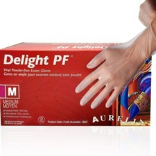100 Aureila Clear Vinyl Disposable Gloves - Powder Free - Latex Free S/M/L/XL