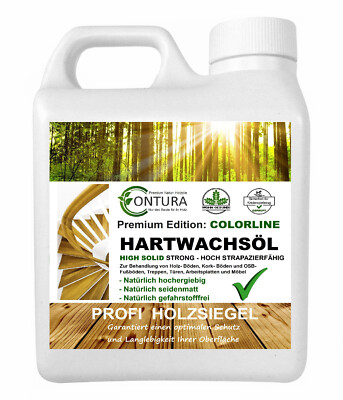 1L Hartwachsöl Coloröl Holzöl 12 Farben Hartöl Möbelöl Parkettöl Eiche Weiß Holz