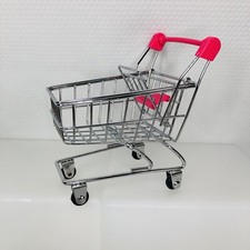MINI Pink Grocery Shopping Cart Display Steel Metal /Tiered Tray Decor 5x4.75"