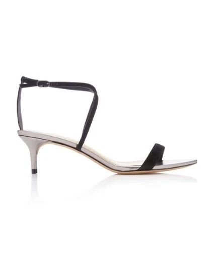 Alexandre Birman Smart Cocktail Kitten Leather Sandals 595 Silver