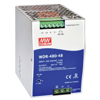 Schaltnetzteil 48V 10A 480W für DIN-Schiene WDR-480-48 MW Mean Well