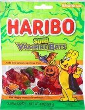 Haribo SOUR VAMPIRE BATS Gummi Candy 4 oz 1 pack