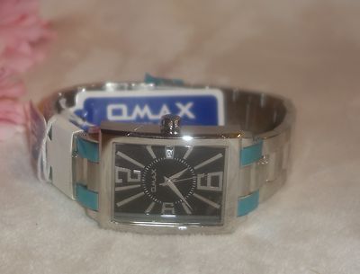 Omax Men's Stainless Steel Black Dial 30M Watch CS490 new