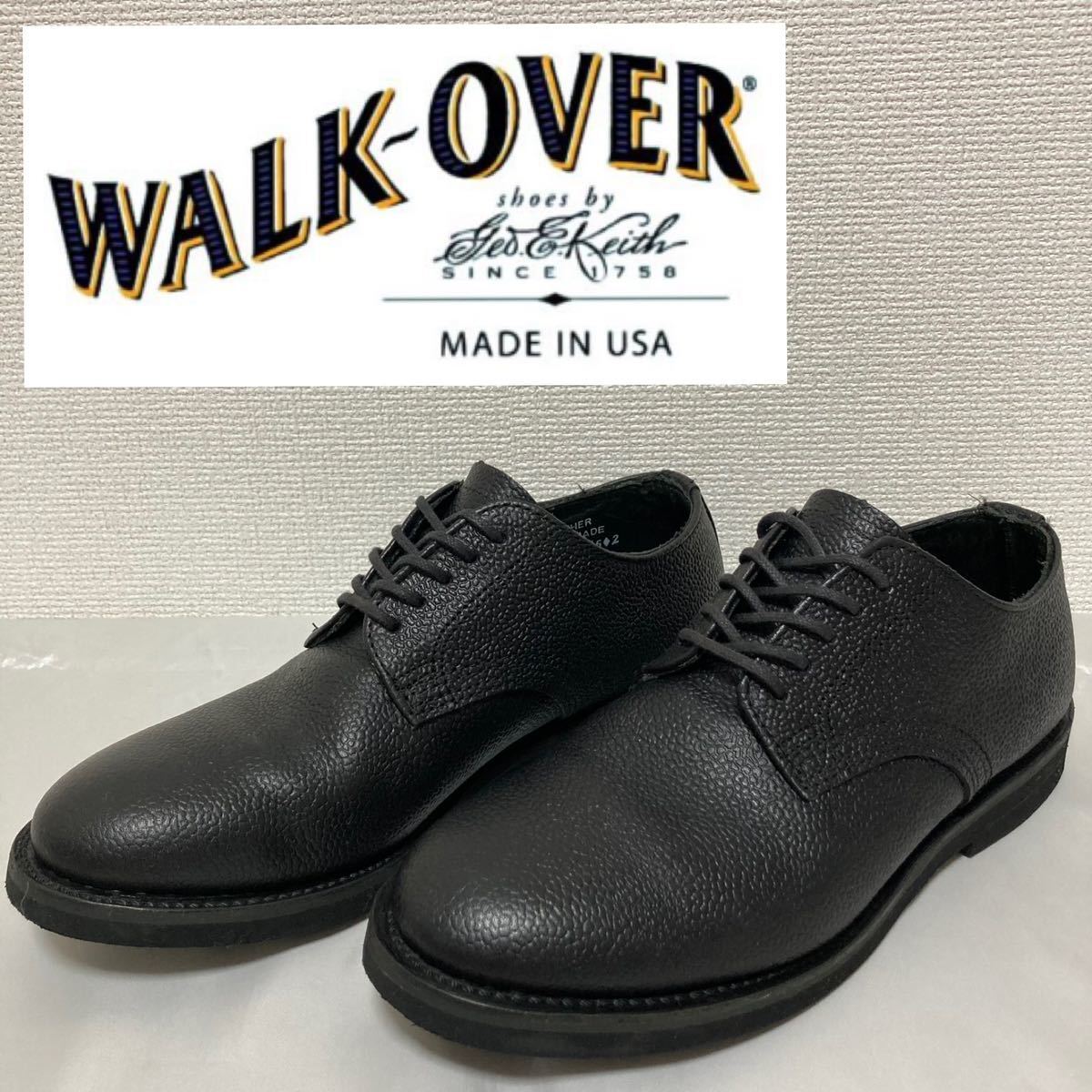 Beauty  WALK OVER DERBY Grain Embossed Oxford Shoes 6 1 2 Black Black Walkover