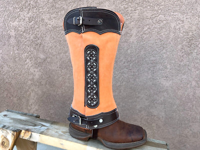 SADDLE HORSE RIDING SHORT CHAPS, POLAINAS CHARRAS. COWBOY CHAPS.  CHARRO GEAR