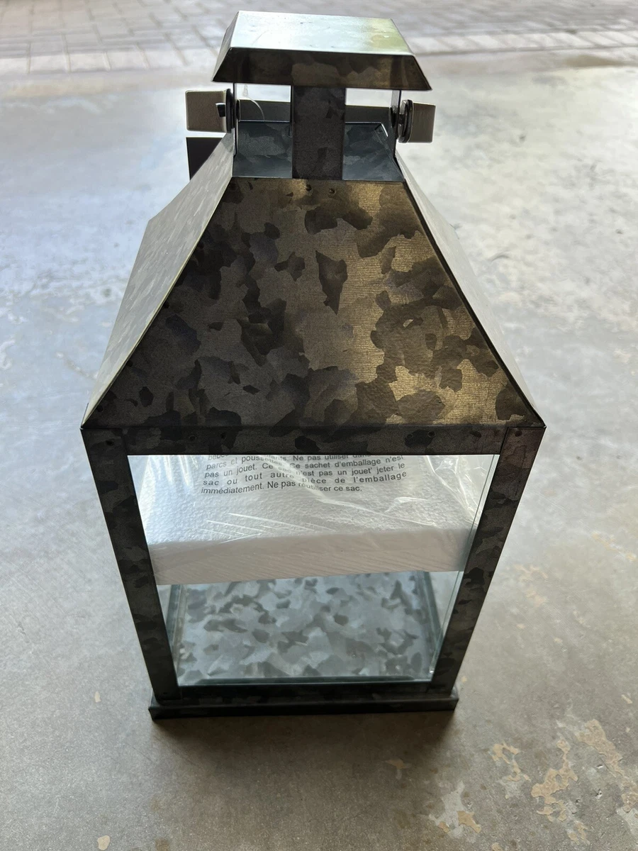 NEW Allen Roth Dark Galvanized Metal Light Outdoor Decor Lantern