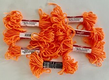 Lot of 7 Skeins Needloft 51058 BRIGHT ORANGE Nylon Plastic Canvas Yarn 10 Yds Ea