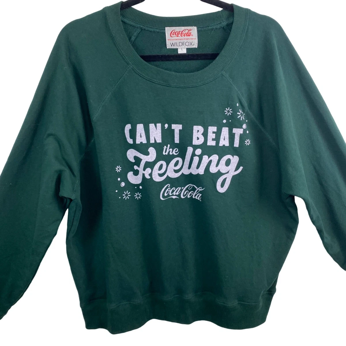 Wildfox x Coca Cola Can t Beat The Feeling Forest Green Pullover Sweatshirt SZ L