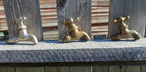 Three 1/2" Pipe Vintage Red Brass Water Faucets Spigots Steampunk - Picture 11 of 11