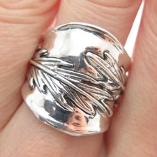 HAGIT GORALI 925 Sterling Silver Vintage Israel Leaf Wide Ring Size 7.25