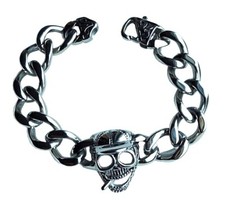 Edelstahl Armband Totenkopf Cap Biker-Schmuck Totenkopf-Schmuck Skull 21 cm NEU