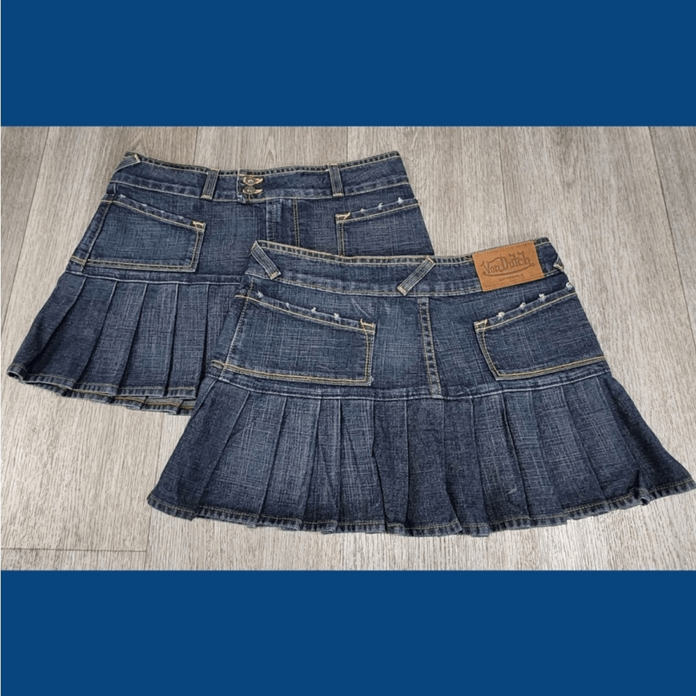 The FAMOUS Von Dutch Denim Pleated Mini Skirt | eBay