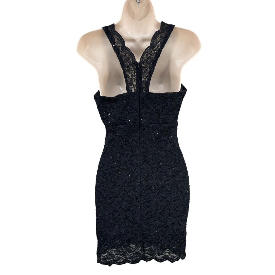 Jump Apparel Bodycon Dress Lace Fairy Whimsigoth Feminine Party Sequin Black 1/2 - Image 2 of 4