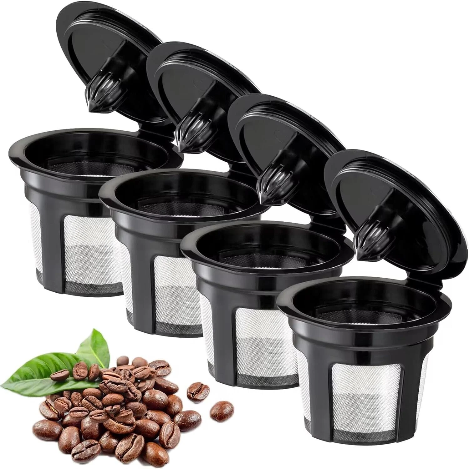 K Cups Pods Universal Fit Reusable Keurig 2.0 & 1.0 Brewer Coffee Filters, 4 Pk