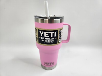 Yeti Power Pink 35oz Rambler Mug Cup w/ Straw Lid New w/ Sticker