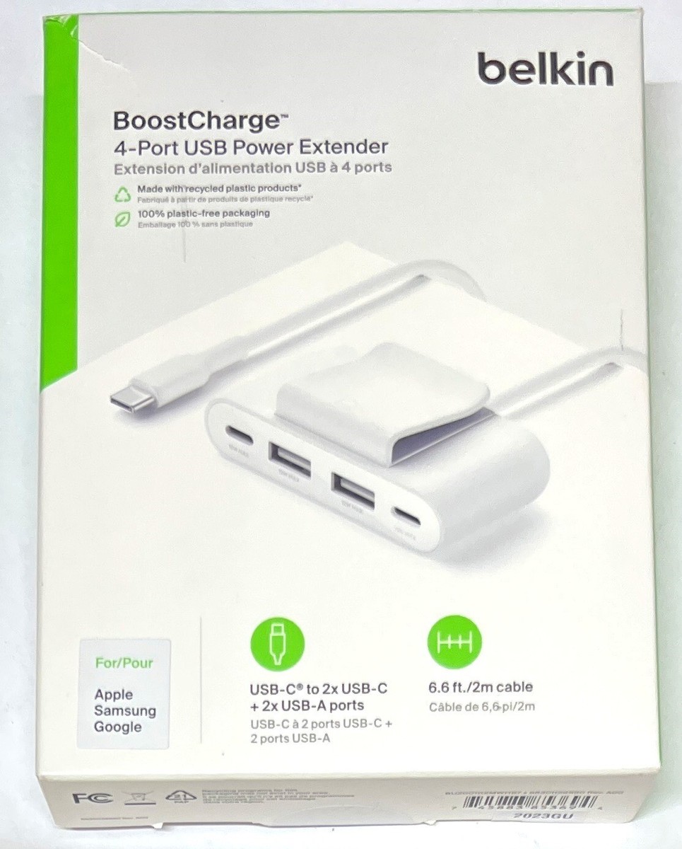 Belkin 4-Port USB Power Extender White, USB-C to USB-C,