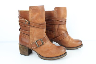 Frye Stiefel Stiefletten Riemen Frau Alle Leder Brown T 38 /US 7 B Sehr Guter