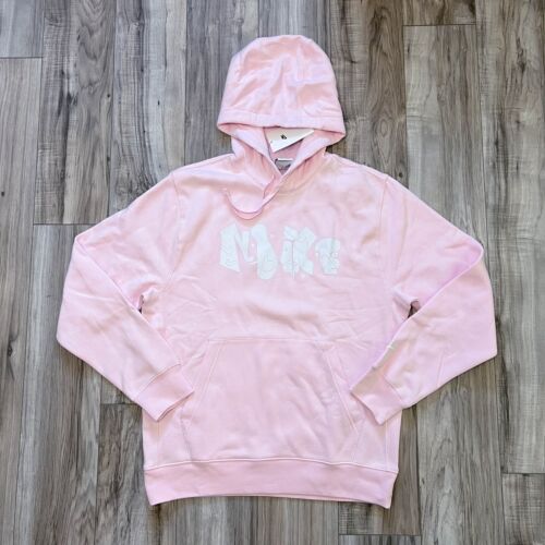 Nike Men's Club Fleece Graphic Pullover Hoodie DQ4653-663 Pink White NWT Size L - Picture 1 of 9