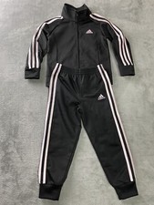 Adidas Kids' 4T Girls Core Tricot Tracksuit Black/PINK &bull;pilling On Thigh, Elbows