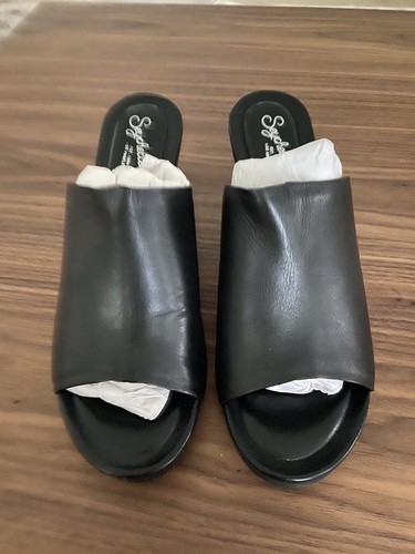 Seychelles Women Perky Black Leather Wedge Slide Sandal Shoe Size 7.5 - Picture 14 of 17