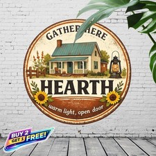 Welcome To Our Cozy Home Farmhouse Round Metal Sign Wall Decor 8x8