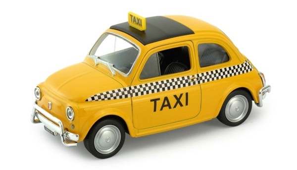 Welly Nuova Fiat 500 Gelb Taxi MaßStab 1:34 4,5 Zoll Diecast Auto In Box-image