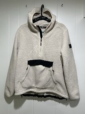 The North Face Women  s Cream Campshire Sherpa Fleece 1/4 Zip Pullover Hoodie XL