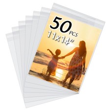 50 Pack 11x14 Crystal Clear Sleeves for Art Prints Photos with Mat Boards
