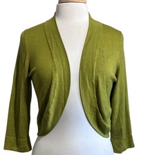 NWT Jessica Howard Open-Front Cardigan Shrug Bolero Women Large Avocado Green