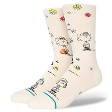 Stance Adult Off White Crew Cotton InfiKnit Peanuts Girl Power Casual Socks Sz L