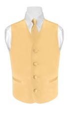 BOY'S Dress Vest  NeckTie Solid GOLD Color Neck Tie Set for Suit or Tuxedo