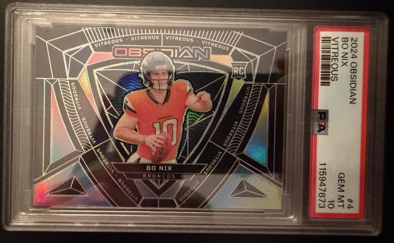 2024 Panini Obsidian BO NIX RC Vitreous Case Hit SSP PSA 10 #4 Broncos