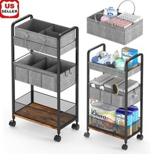 2In1 Baby Diaper Caddy Organizer Rolling Cart 3-Tier Storage Utility Mobile Cart