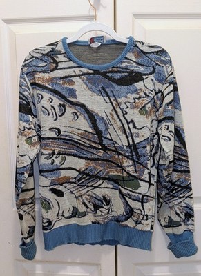 *RARE* VTG Triomphe by Andhurst Men's Geometric/Psychedelic Pattern Sweater Sz M