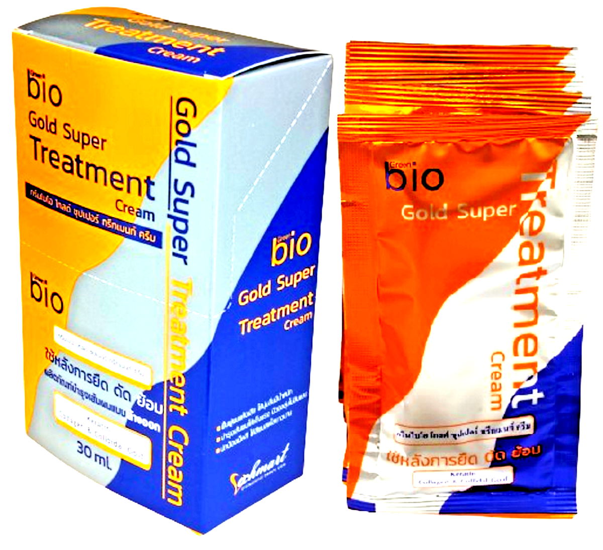 Green Bio Gold Super Treatment Cream 30ml × 6 Keratin Collagen