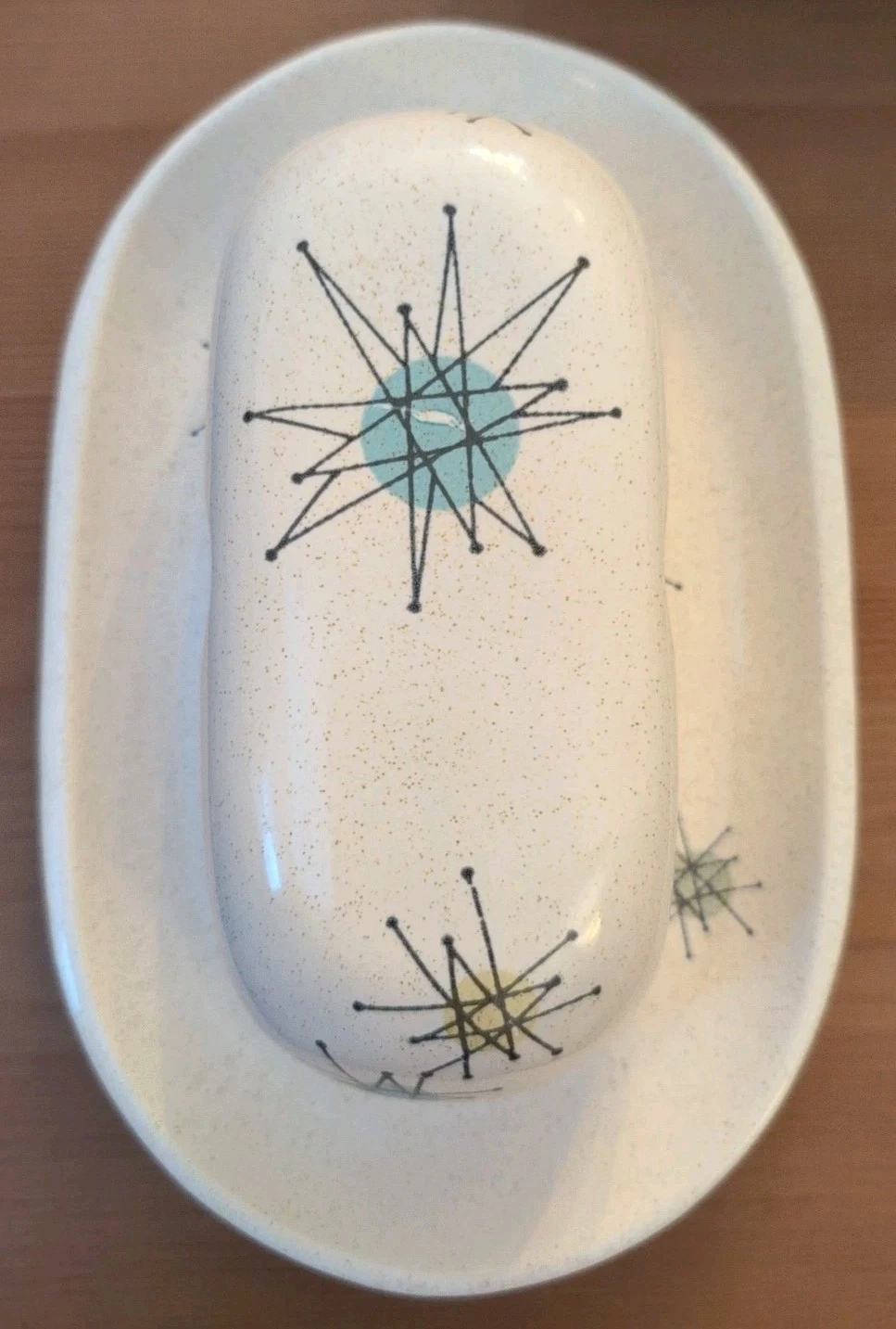 Franciscan Atomic Starburst Vintage Covered Butter Dish With Lid 1950s