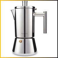 Easyworkz Diego Espressokocher, Edelstahl, 300 Ml, 6 Tassen, Silber, FüR Herd
