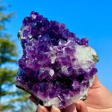 1.98LB Natural Amethyst geode quartz cluster crystal specimen Healing