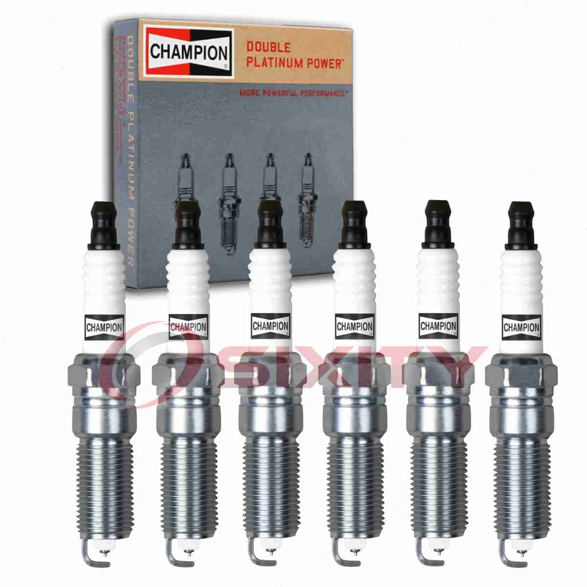 6 pc Champion Double Platinum Spark Plugs for 2008 Dodge Charger 2.7L V6 lg