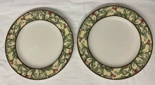 Oneida Eden Dinner Plates Set Of 2 Vtg 90s 10.75" Stoneware Yellow Floral Band
