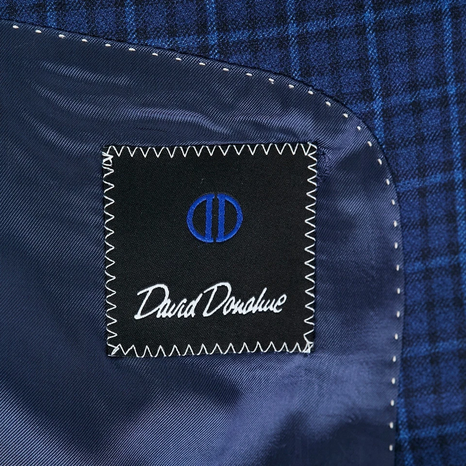 Casaco esportivo David Donahue masculino azul marinho 44L xadrez 100% lã blazer Connor SPJ - Imagem 3 de 4