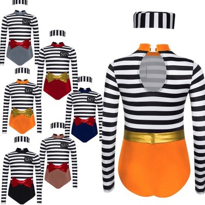 Girls Bodysuit Playtime Jumpsuit Stripes 3 Piece Performances Outfits Party Set